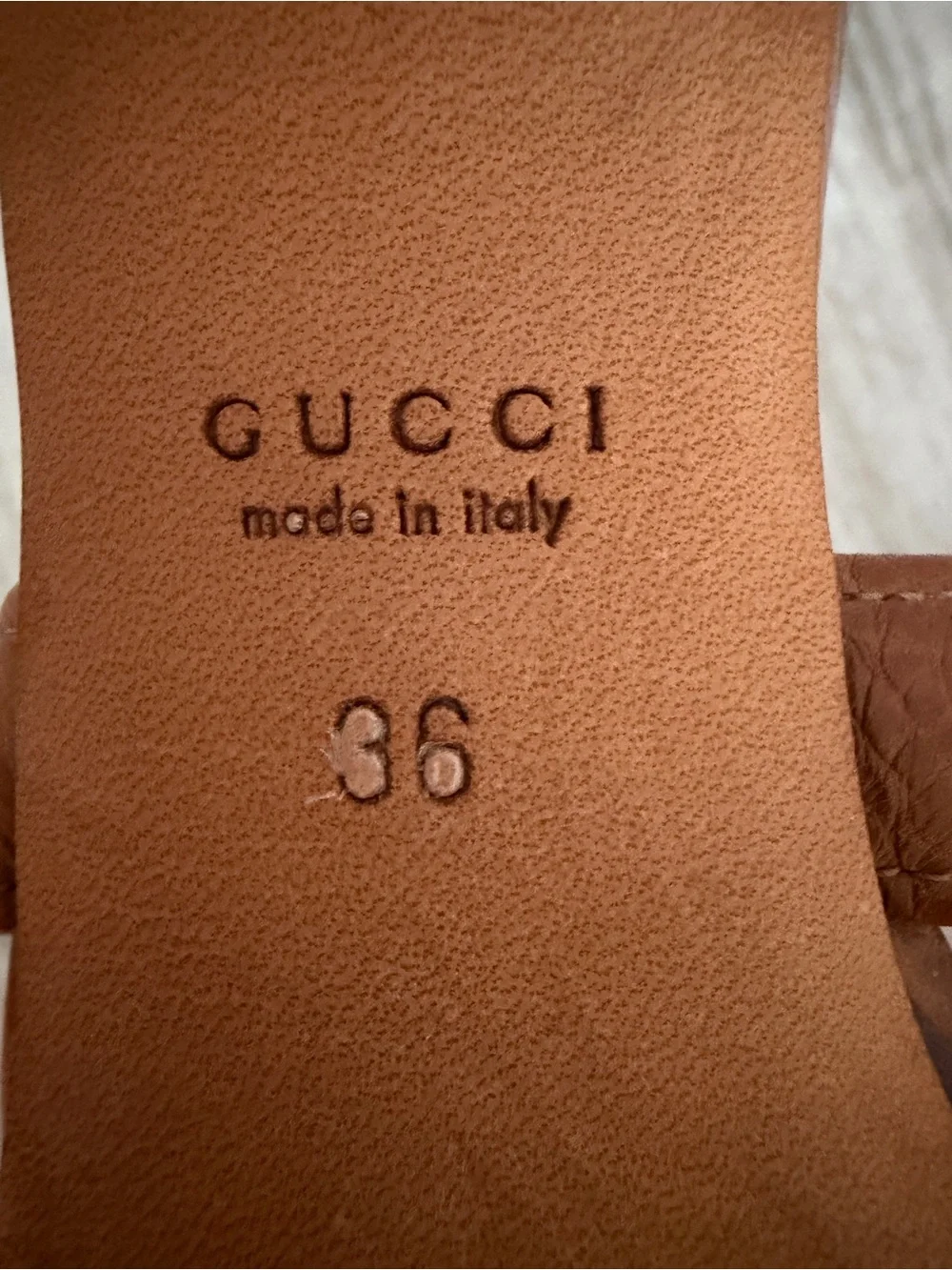 Gucci Brown Pebbled Leather Marrakech Open-Toe Block Heel Sandals Size 36